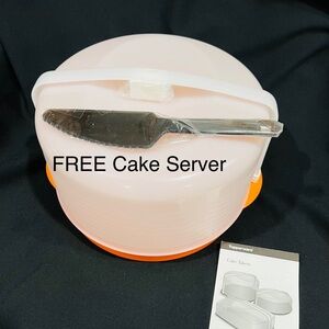 NEW! (NIP) Tupperware Cool Orange Cake Taker w/ FREE Cake Server (LAST one)